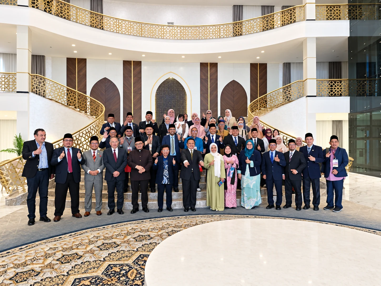 Guests from Perlis pose for a group photo inside HADITH Hotel.