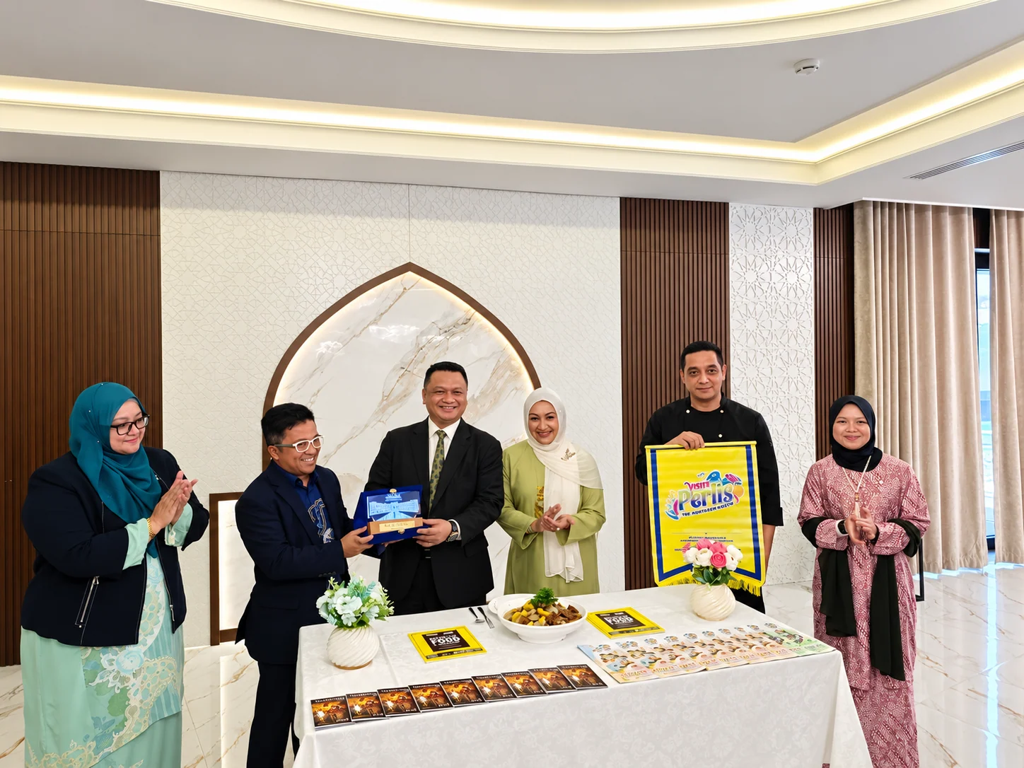 Tuanku Syed Faizuddin Putra Jamalullail and delegation members at HADITH Hotel in Samarkand.